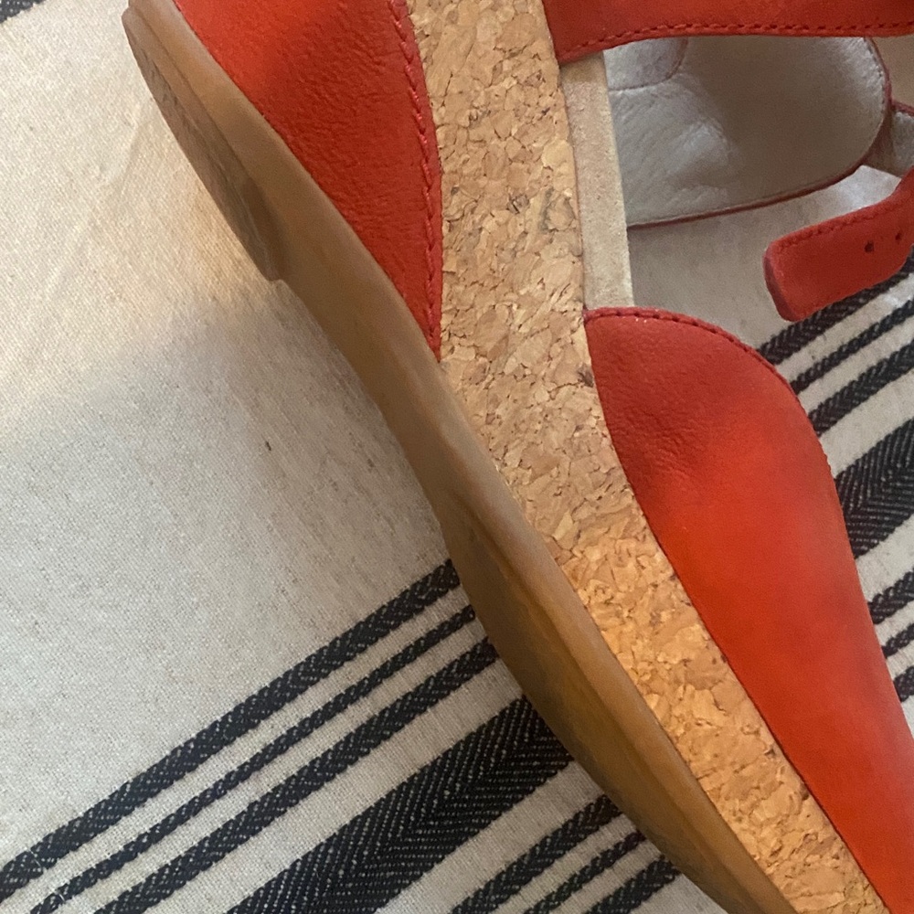 Dansko Red Cork Wedge Sandals with Ankle Strap - Picture 5 of 5